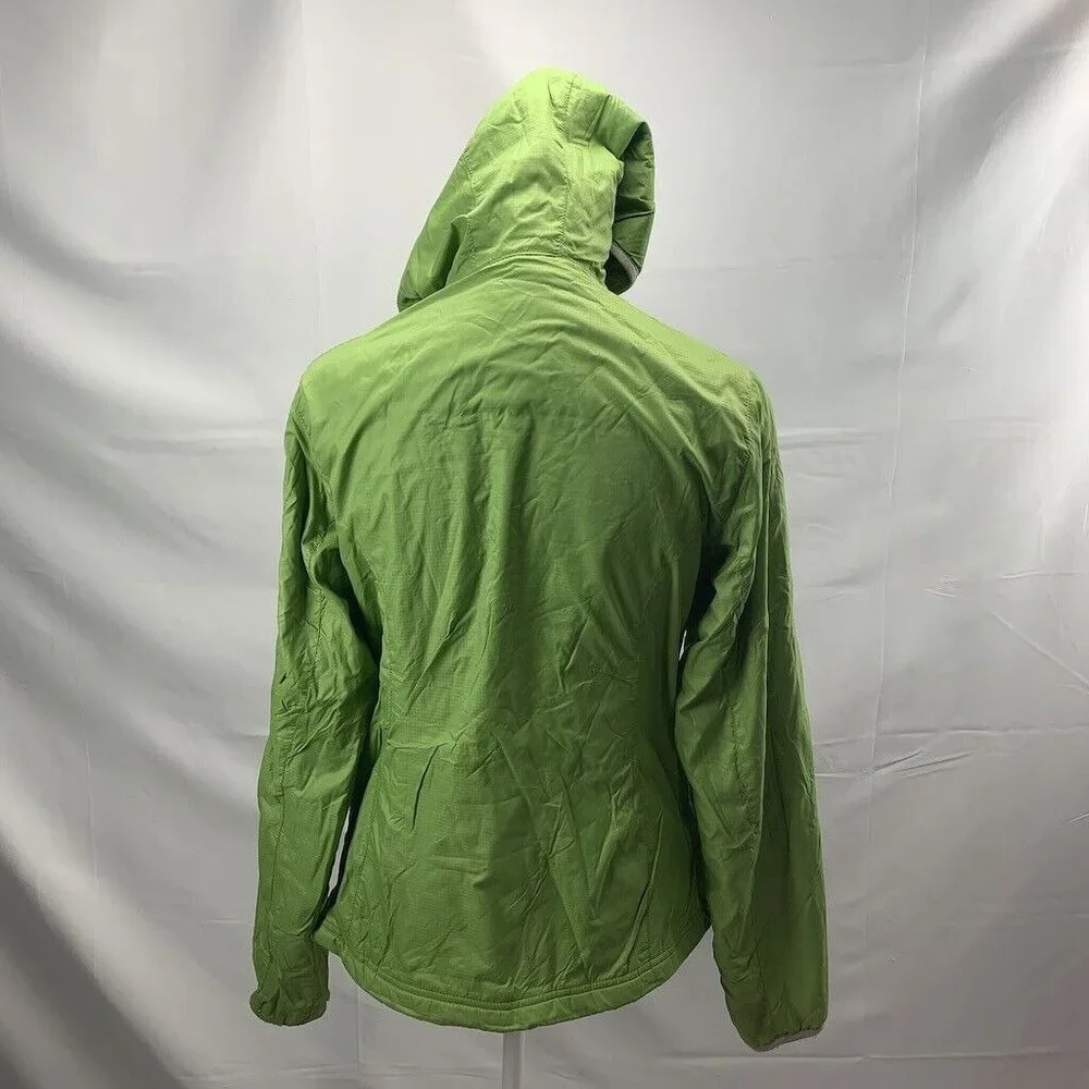 St. John’s Bay Green Nylon Jacket Coat Plush Fuzzy‎ Lining Zip Up Hooded S